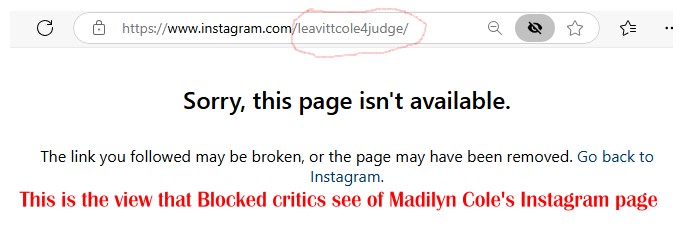 Madilyn Cole Blocks Instagram Pages